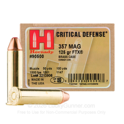 357 Mag  - 125 Grain FTX - Hornady Critical Defense - 25 Rounds