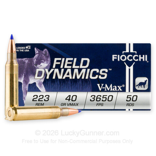 223 Rem - 40 Grain V-MAX Polymer Tip - Fiocchi - 1000 Rounds