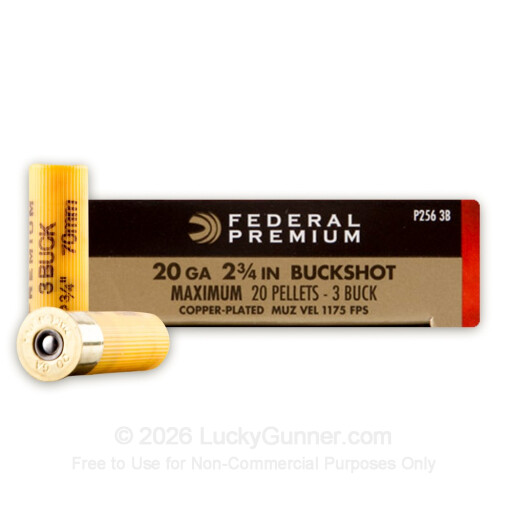 20 Gauge - 2-3/4" 1 oz. #3 Buck - Federal Premium Vital-Shok - 5 Rounds