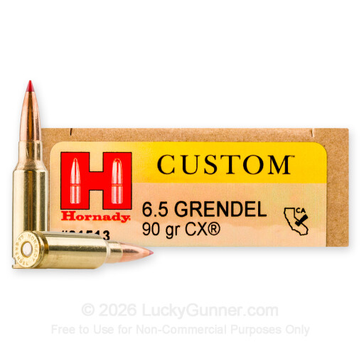 6.5 Grendel - 90 Grain CX - Hornady Custom - 20 Rounds