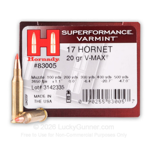 17 Hornet - 20 gr V-MAX - Hornady Superformance Varmint - 25 Rounds