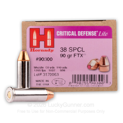 38 Special - 90 Grain FTX - Hornady Critical Defense Lite - 250 Rounds