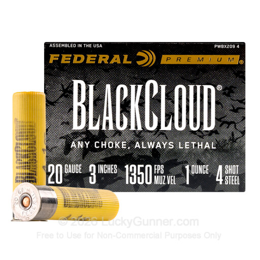 20 Gauge - 3" 1oz. #4 Steel Shot - Federal Black Cloud FS Steel - 25 Rounds