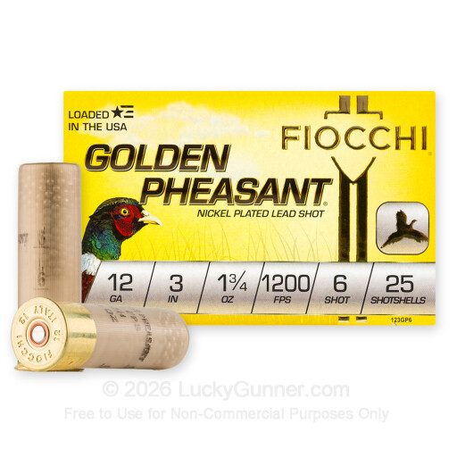 12 Gauge - 3" 1-3/4oz. #6 Shot - Fiocchi Golden Pheasant - 25 Rounds