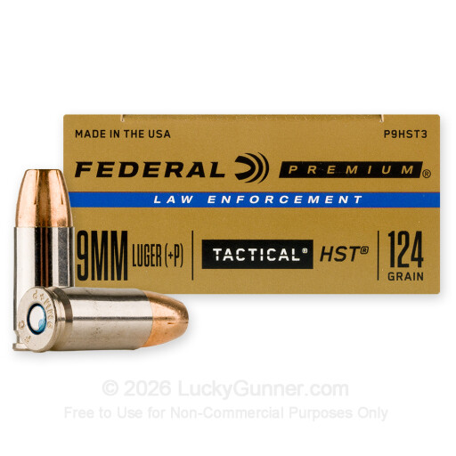 9mm - +P 124 Grain JHP - Federal LE Tactical HST - 1000 Rounds