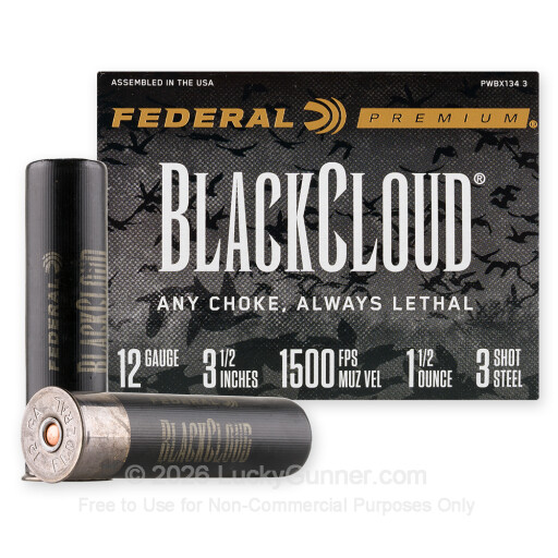 12 Gauge - 3-1/2" 1-1/2oz. #3 Steel Shot - Federal Black Cloud - 25 Rounds