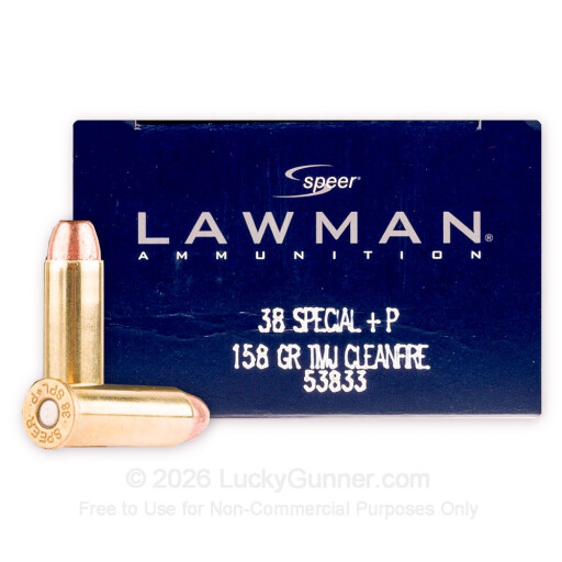 38 Special - +P 158 Grain TMJ - Speer Lawman Clean-Fire - 50 Rounds