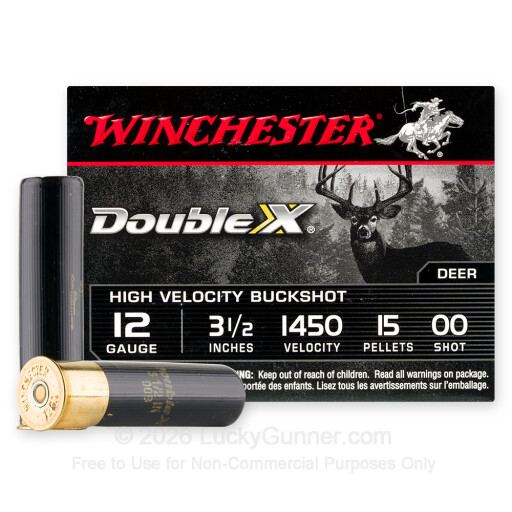 12 Gauge - 3-1/2" 00 Buck - Winchester Double-X - 5 Rounds