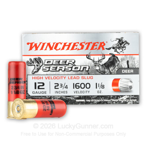 12 Gauge - 2-3/4" 1-1/8oz. Rifled Slug - Winchester Deer Season - 5 Rounds