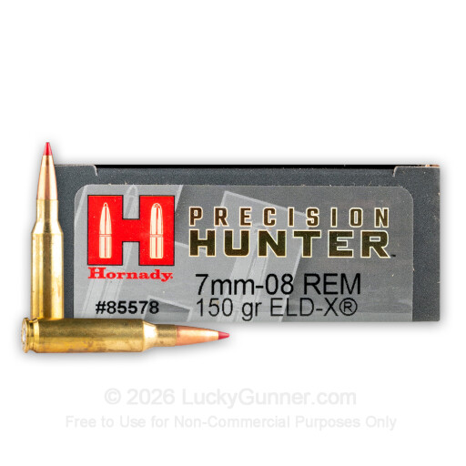 7mm-08 Rem - 150 Grain ELD-X - Hornady Precision Hunter - 20 Rounds