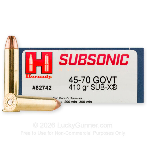 45-70 - 410 Grain Sub-X - Hornady Subsonic - 20 Rounds