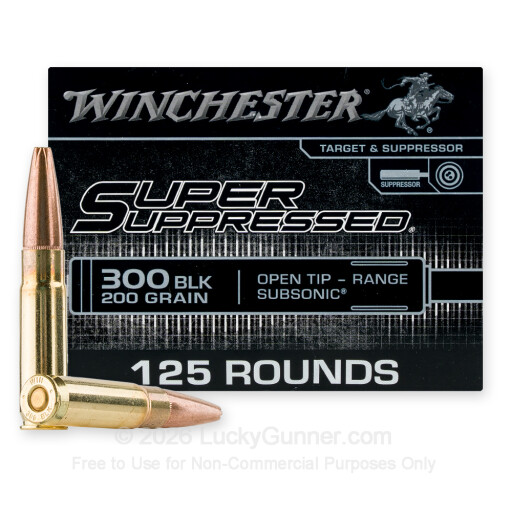 300 AAC Blackout - 200 Grain Open Tip - Winchester Super Suppressed - 125 Rounds