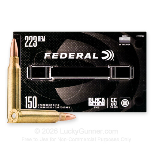 223 Rem - 55 Grain FMJ - Federal Black Pack - 600 Rounds