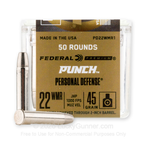 22 WMR - 45 Grain JHP - Federal Punch - 50 Rounds