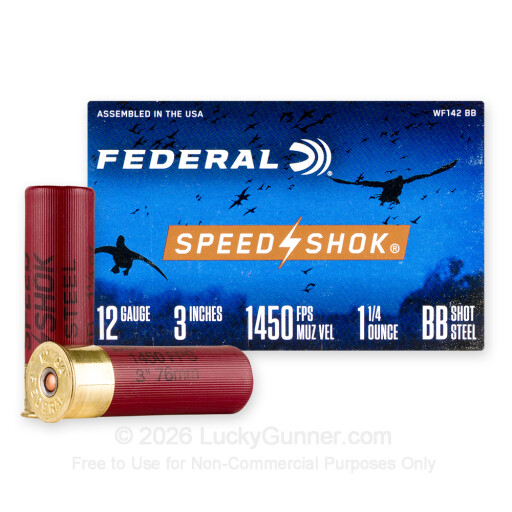 12 Gauge - 3" 1-1/4oz. BB Steel Shot - Federal Speed-Shok - 25 Rounds
