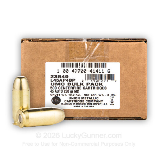 45 Auto - 230 gr MC - Remington UMC - 500 Rounds