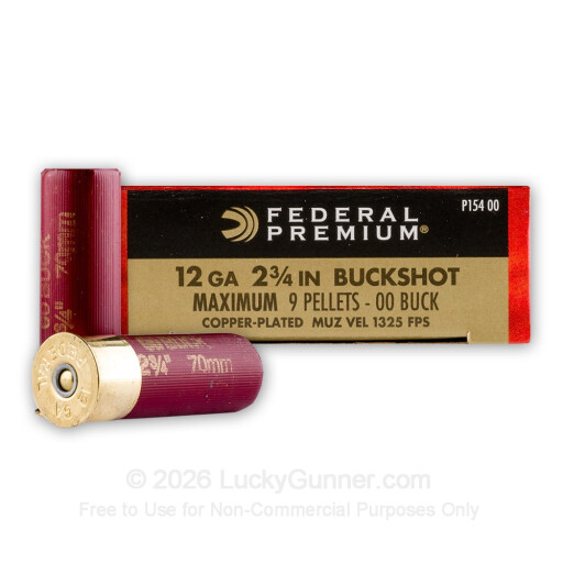 12 Gauge - 2-3/4" 1-1/8oz. Copper Plated 00 Buck - Federal Vital-Shok - 250 Rounds