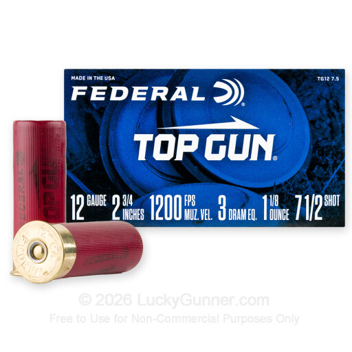 12 Gauge - 2-3/4" 1-1/8oz. #7.5 Shot - Federal Top Gun - 100 Rounds