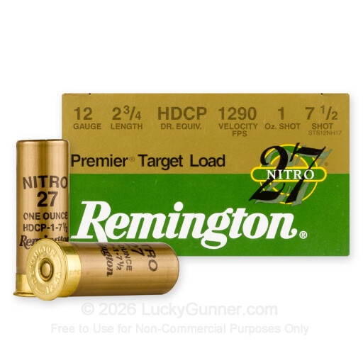 12 Gauge - 2-3/4" 1oz. #7.5 Shot - Remington Premier Nitro 27 - 25 Rounds