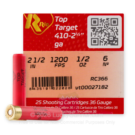 410 Bore - 2-1/2" 1/2oz. #6 Shot - Rio Top Target - 25 Rounds