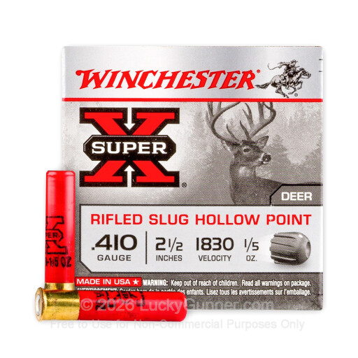 410 Bore - 2-1/2" 1/5 oz. HP Rifled Slug - Winchester Super X - 5 Rounds