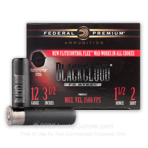 12 Gauge - 3-1/2" - 1-1/2oz. #2 Steel Shot - Federal Black Cloud Flitestopper Steel - 25 Rounds