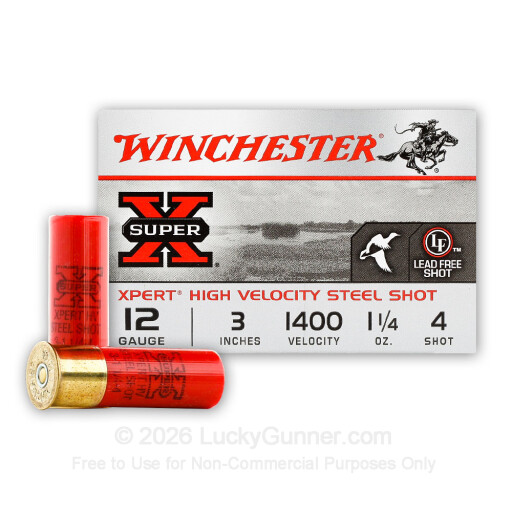12 Gauge - 3" 1-1/4 oz. #4 Steel Shot - Winchester XPERT HV - 25 Rounds