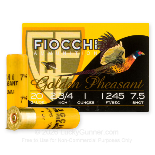 20 Gauge - 2-3/4" 1oz. #7.5 Shot - Fiocchi Golden Pheasant - 25 Rounds
