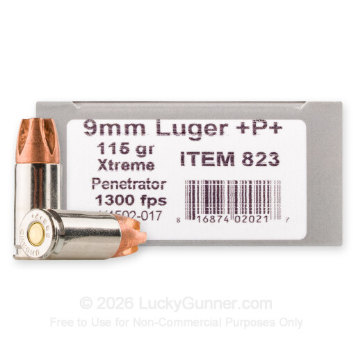 9mm - +P+ 115 Grain Xtreme Penetrator - Underwood - 20 Rounds