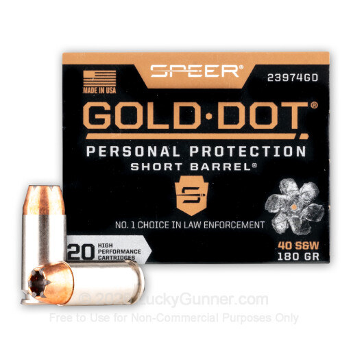 40 S&W - 180 gr JHP - Speer Gold Dot - Short Barrel - 20 Rounds
