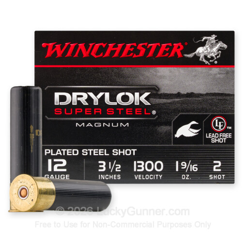 12 Gauge - 3-1/2" 1-9/16oz. #2 Steel Shot - Winchester DryLok Super Steel - 25 Rounds