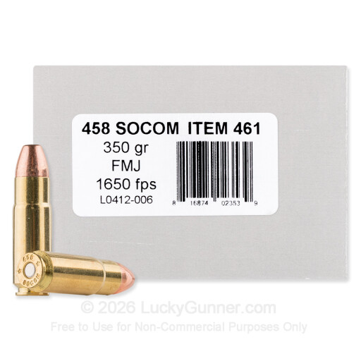 458 SOCOM - 350 Grain FMJ FN - Underwood - 20 Rounds