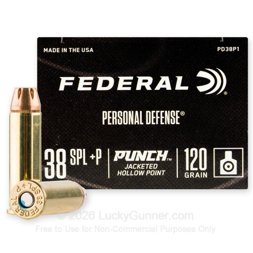 38 Special - +P 120 Grain JHP - Federal Punch - 20 Rounds