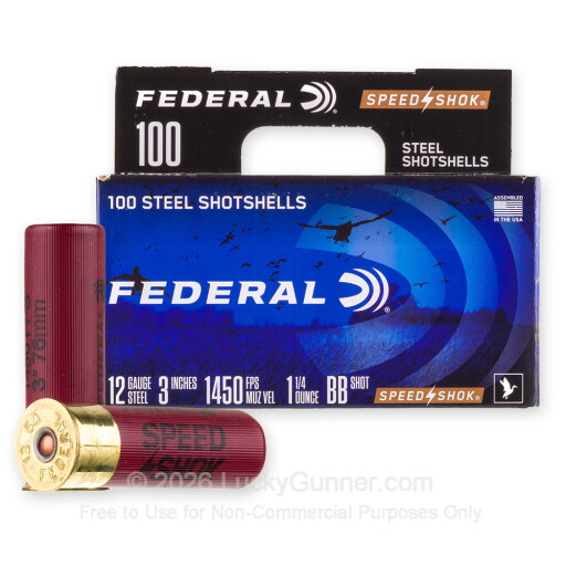 12 Gauge - 3" 1-1/4oz. BB Steel Shot - Federal Speed-Shok - 100 Rounds