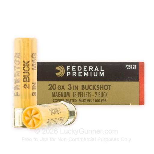 20 Gauge - 3" 1-1/4 oz. #2 Buck - Federal Premium Vital-Shok - 5 Rounds