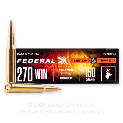 270 - 150 Grain Bonded Polymer Tip - Federal Fusion Tipped - 20 Rounds