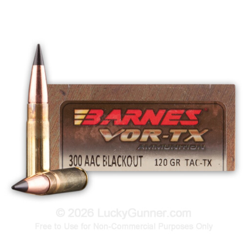 300 AAC Blackout - 120 Grain TAC-TX BT - Barnes VOR-TX - 20 Rounds