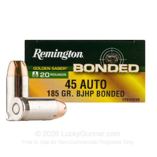 45 ACP - 185 Grain BJHP - Remington Golden Saber Bonded - 20 Rounds