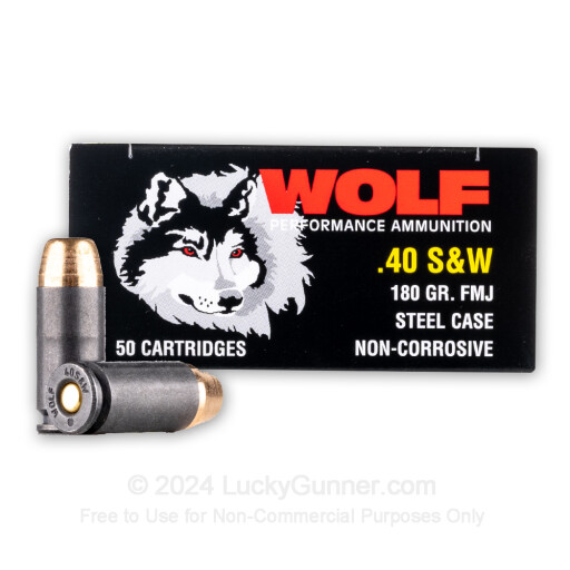 40 S&W - 180 Grain FMJ - Wolf - 500 Rounds