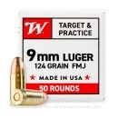 Winchester USA 9mm Ammo For Sale - 124 Grain FMJ - 50 Rounds