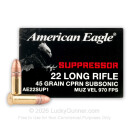 Bulk 22 LR - 45 gr CPRN - Suppressor - Federal American Eagle - 500 Rounds