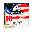 Bulk 223 Rem Ammo For Sale - 55 Grain HP Ammunition in Stock by Hornady American Gunner - 500 Rounds
