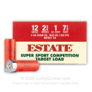 Cheap 12 Gauge Ammo For Sale - 2-3/4” 1oz. #7.5 Shot Ammunition in Stock by Estate Super Sport Competition Target Load - 25 Rounds