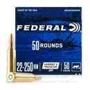 Cheap 22-250 Ammo For Sale - 50 Grain JHP Ammunition in Stock by Federal American Eagle Varmint & Predator - 50 Rounds