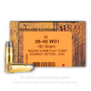 Premium 38-40 WCF Ammo For Sale - 180 Grain Hard Lead RNFP Ammunition in Stock by HSM Cowboy Action - 50 Rounds