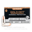 9mm Luger Ammo For Sale - 115 Grain JHP Speer Gold Dot Ammunition For Sale