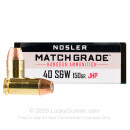 Premium 40 S&W Ammo For Sale - 150 Grain JHP Ammunition in Stock by Nosler Match Grade - 50 Rounds