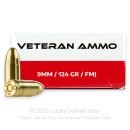9mm - 124 Grain FMJ - Veteran Ammo - 50 Rounds