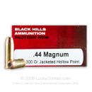Premium 44 Mag Ammo For Sale - 300 Grain JHP Ammunition in Stock by Black Hills - 50 Rounds