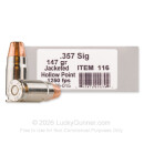 Underwood 357 Sig Ammo For Sale - 147 Grain XTP JHP - 20 Rounds